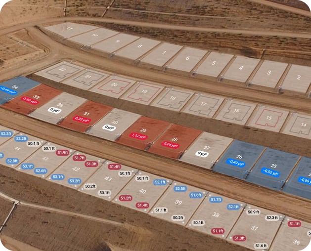 Lot Viewer: spot elevations and cut/fill balance on a graded lot