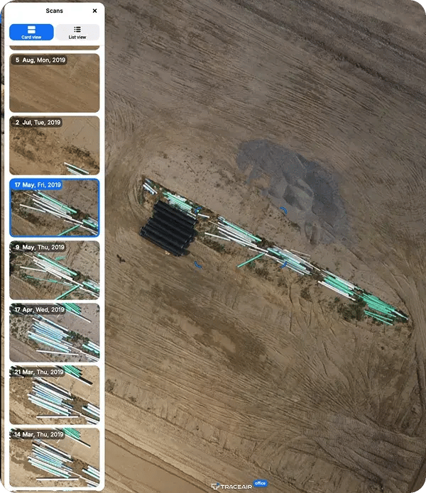 Historical record of when materials are delivered onsite