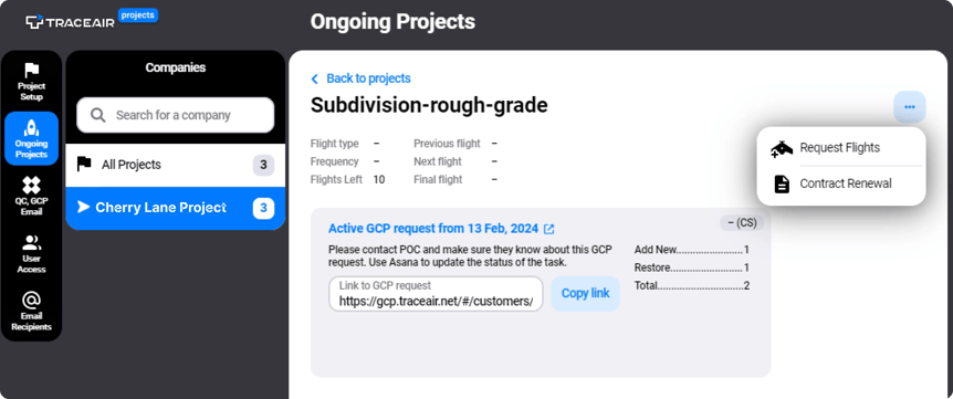 Request Flights and Contract Renewal Buttons