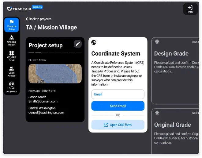 TraceAir Coordinate Reference System Request Update