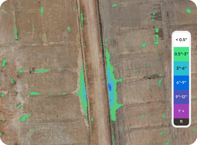 Closed Depressions Report: depth-coded heat map over an aerial site scan